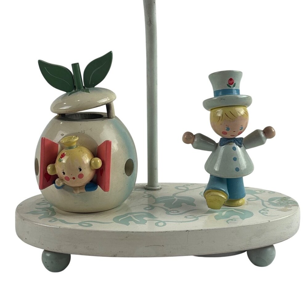 Vintage 50s Kids Lamp Child Bedroom Decor Wooden Pastel Nursery Rhyme - Picture 8 of 14